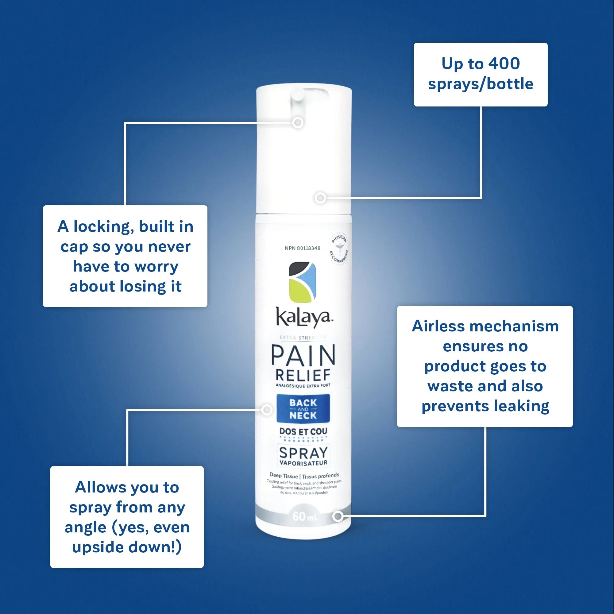 KaLaya Cooling Pain Relief Spray for Back & Neck, Extra Strength, Pain Relief - KaLaya