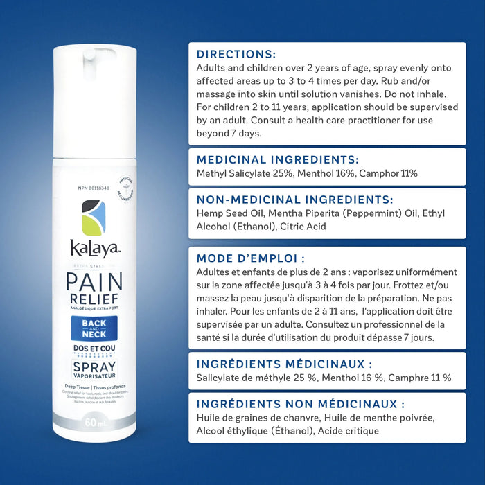 Kalaya refroidissement de la douleur Spray de soulagement pour le dos et le cou, plus de force