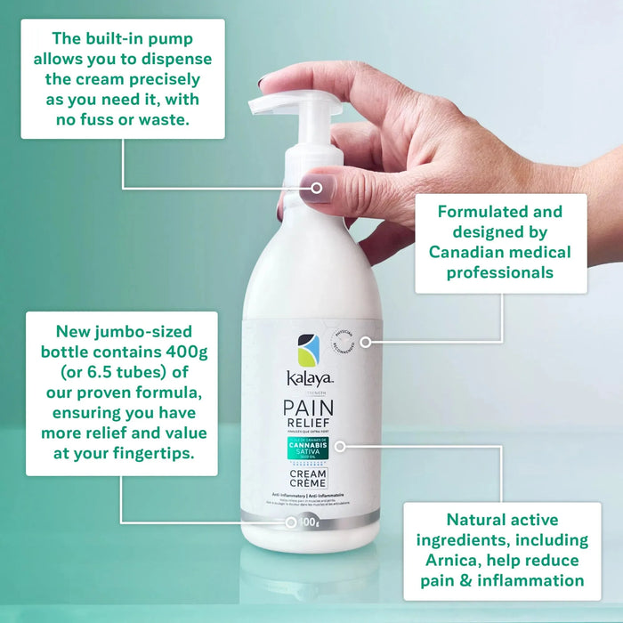 KaLaya Extra Strength Pain Relief with Cannabis Sativa Seed Oil 400g, Pain Relief - KaLaya