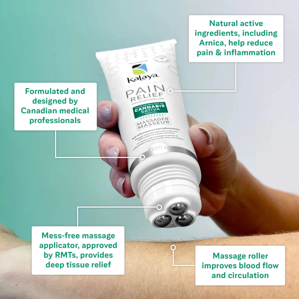 Cannabis Sativa Seed Oil Pain Relief Cream - Massager | KaLaya