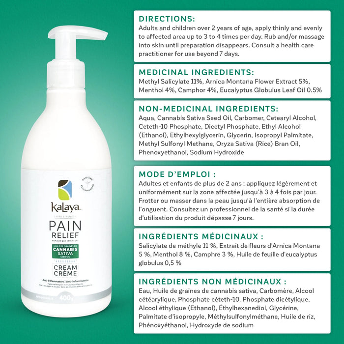 KaLaya Extra Strength Pain Relief with Cannabis Sativa Seed Oil (400g) Subscribe & Save