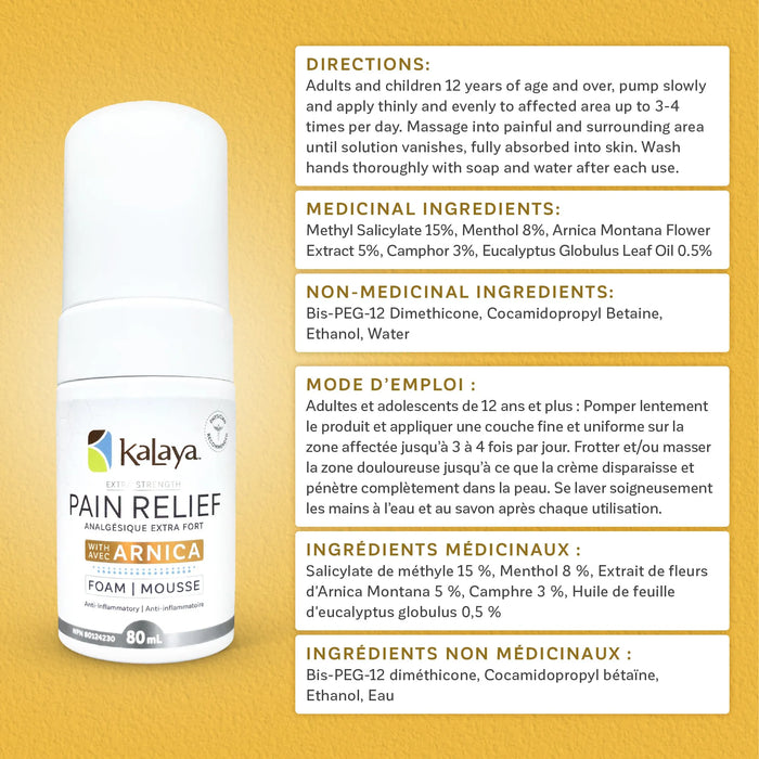 KaLaya Extra Strength Pain Relief Foam with Arnica
