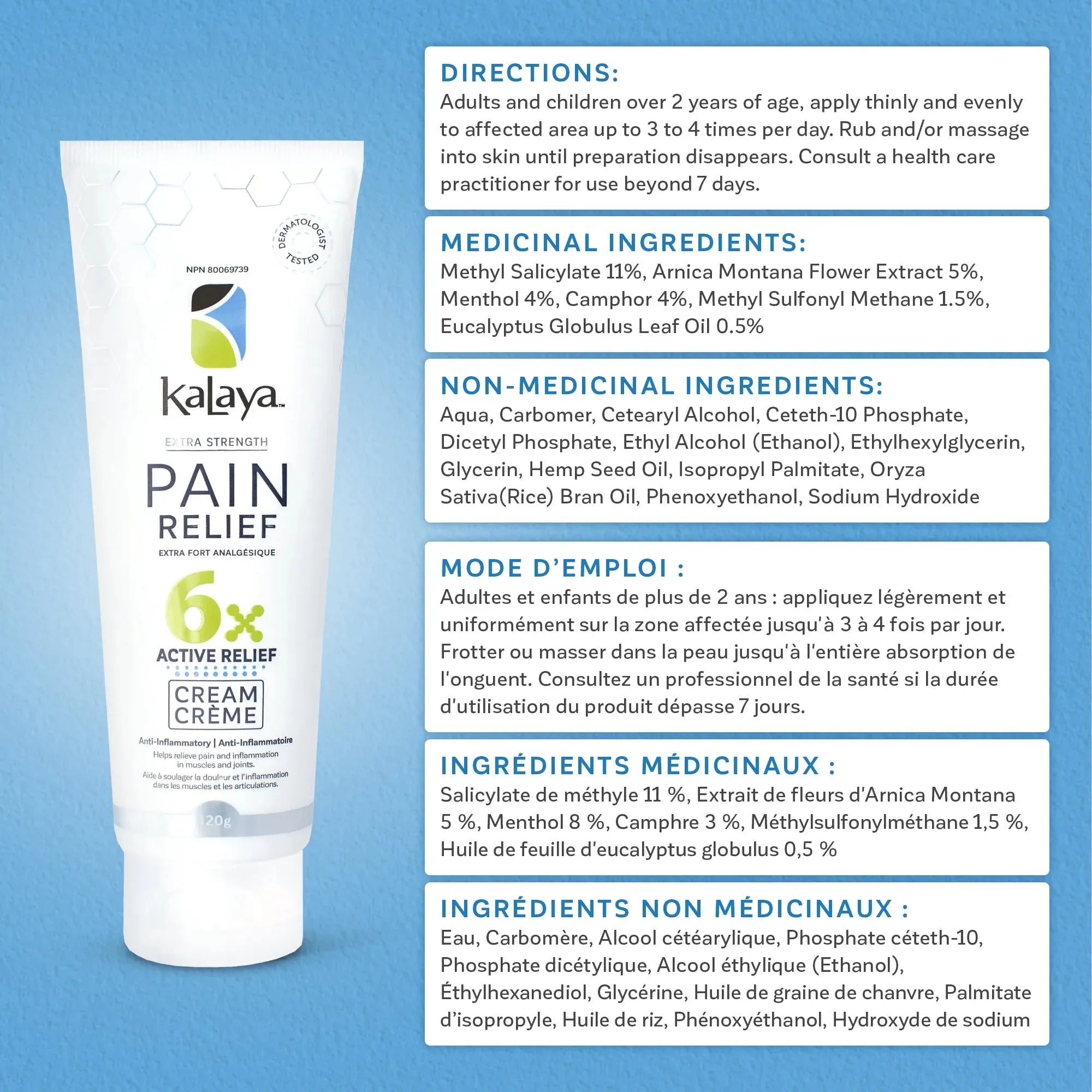[Pack of 3] KaLaya 6x Extra Strength Pain Relief Cream 120g, Pain Relief - KaLaya