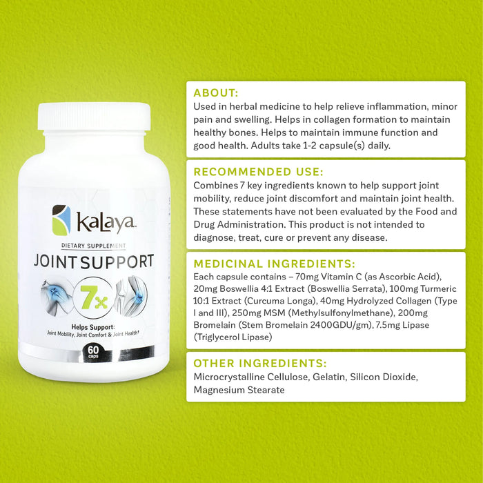 KaLaya 7x Joint Support Supplement – U.S. Version (60 Capsules) | Expiry: Aug 2026 | Final Sale – No Returns