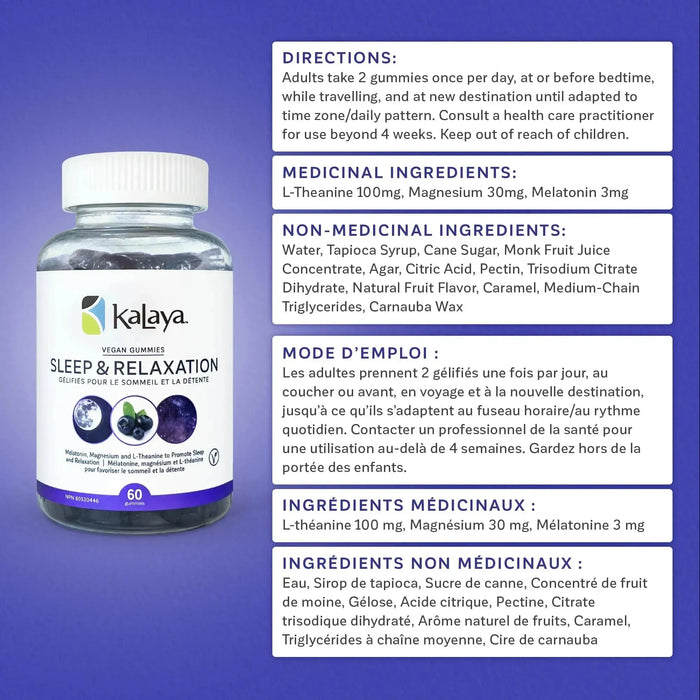 KaLaya Vegan Blueberry Sleep & Relaxation Gummies, - KaLaya