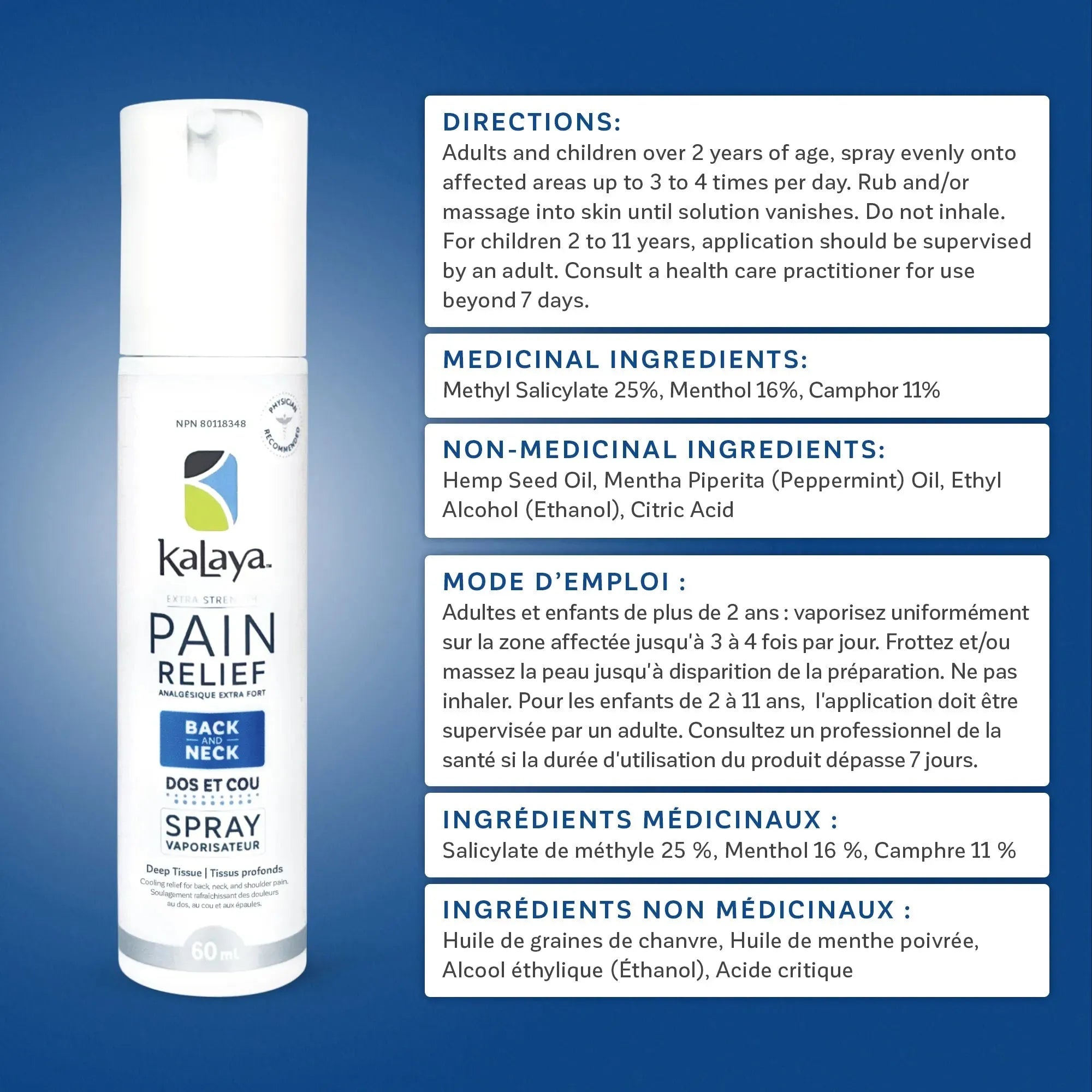 KaLaya Cooling Pain Relief Spray for Back & Neck, Extra Strength [Pack of 5], Pain Relief - KaLaya