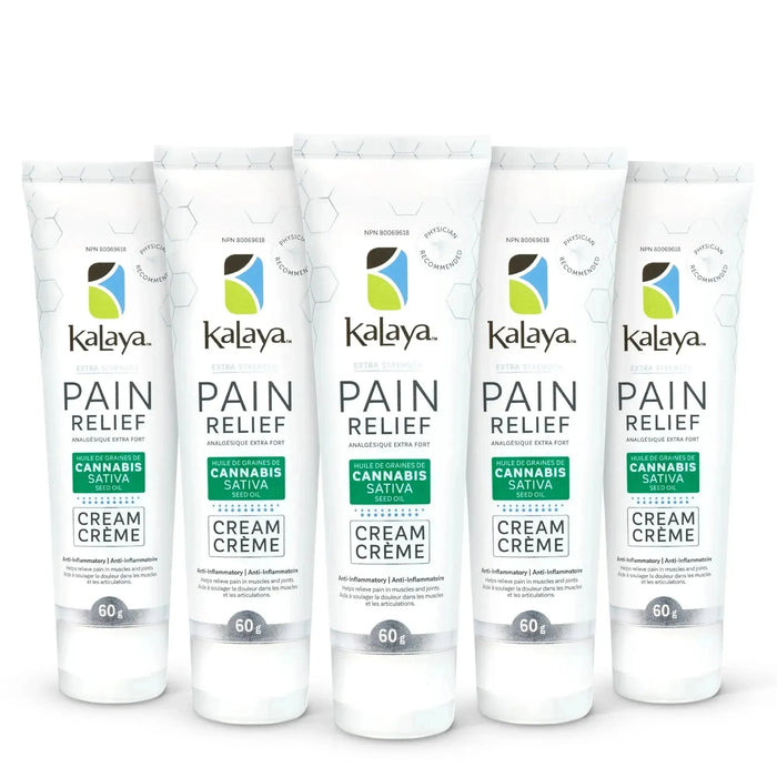[Pack of 5] KaLaya Extra Strength Pain Relief Cream with Cannabis Sativa Seed Oil (60g), Pain Relief - KaLaya