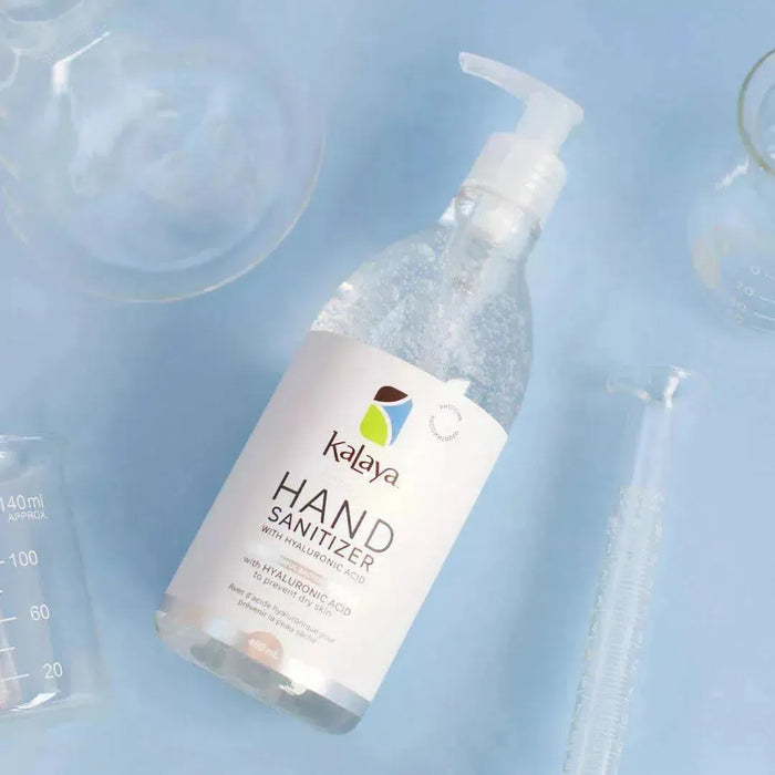 Kalaya Hand Sanitizer with Hyaluronic Acid 400ml with beakers