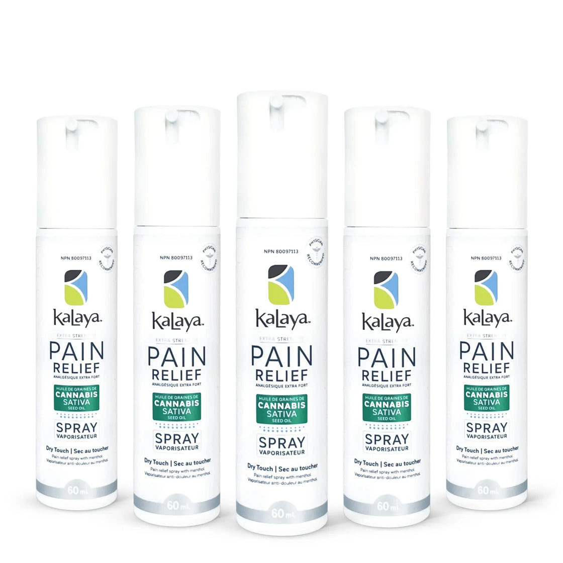 KaLaya Extra Strength Pain Relief Spray with Cannabis Sativa Seed Oil 60mL [Pack of 5], Pain Relief - KaLaya
