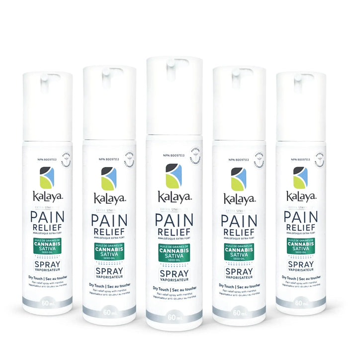 KaLaya Extra Strength Pain Relief Spray with Cannabis Sativa Seed Oil 60mL [Pack of 5]