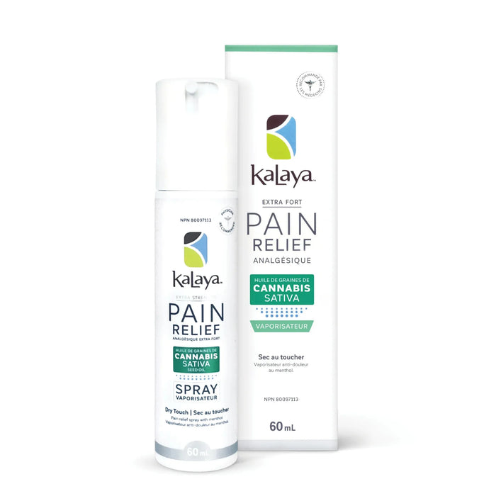 Kalaya Extra Strength Doule Relief Spray avec du cannabis Sativa Seed Huile 60 ml