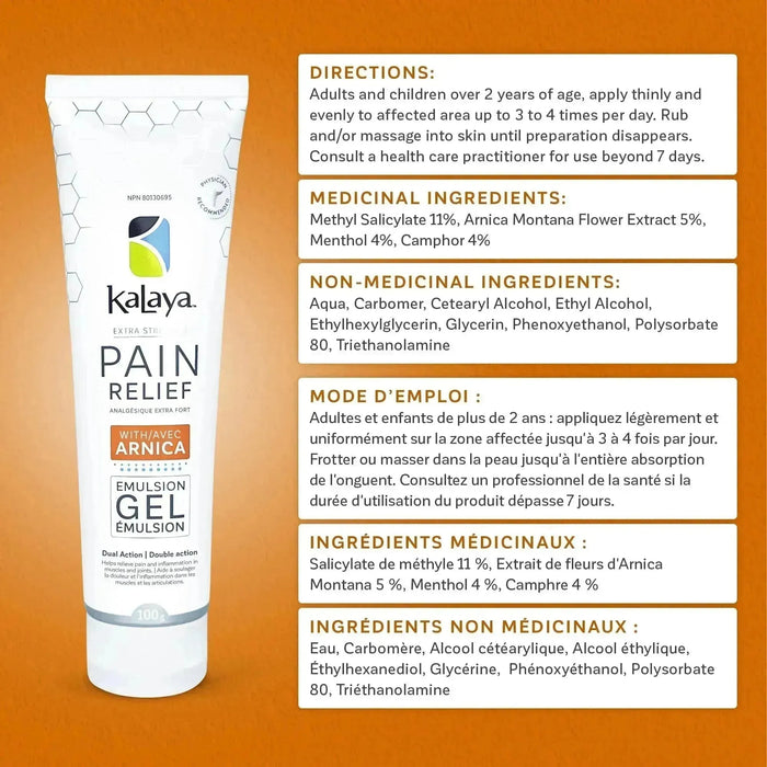 [Pack of 4] KaLaya Extra Strength Pain Relief Gel with Arnica