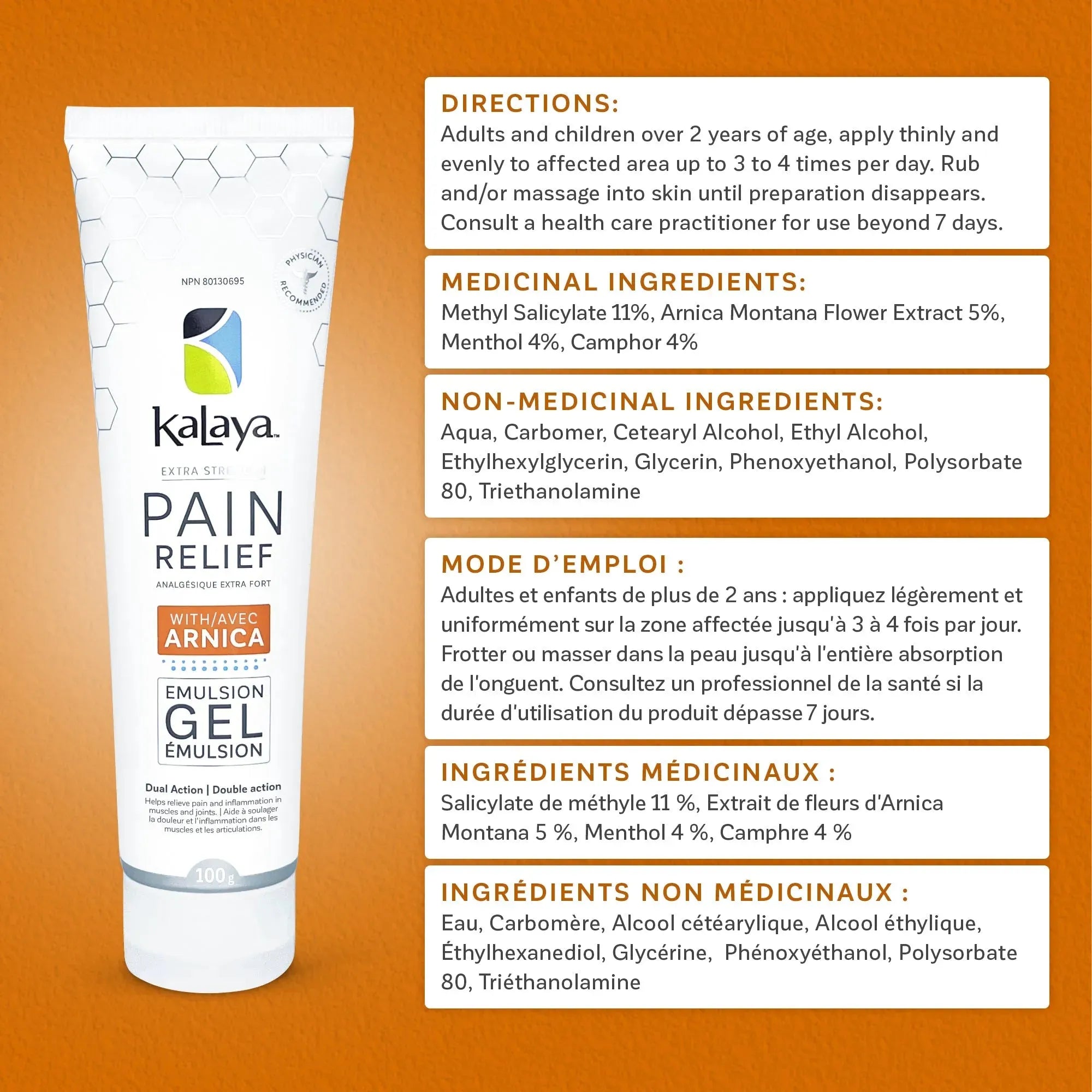 KaLaya Extra Strength Pain Relief Gel with Arnica