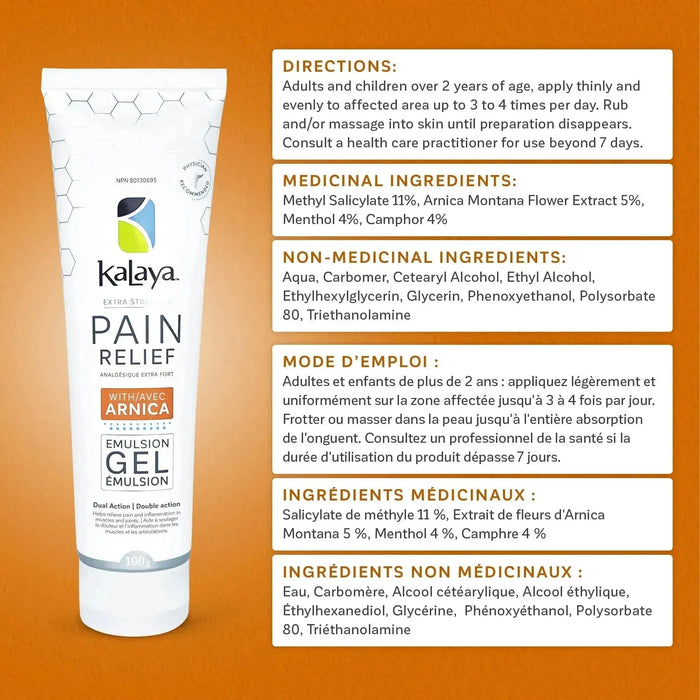 KaLaya Extra Strength Pain Relief Gel with Arnica, Pain Relief - KaLaya