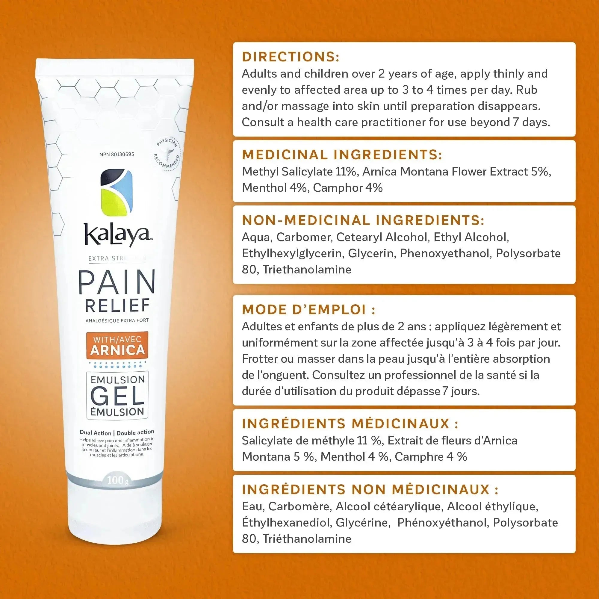 KaLaya Extra Strength Pain Relief Gel with Arnica, Pain Relief - KaLaya