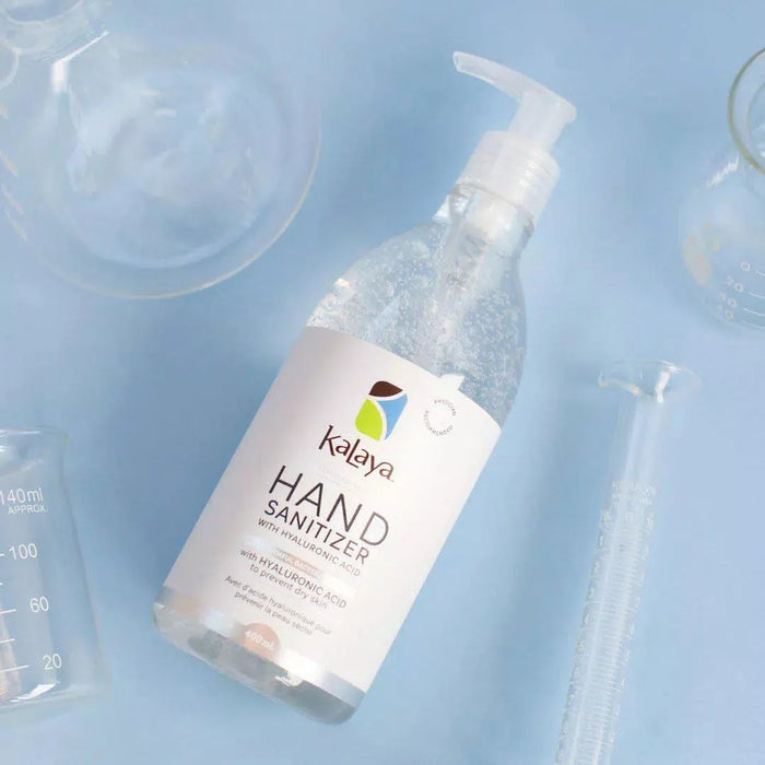 Kalaya Hand Sanitizer with Hyaluronic Acid 400ml with beakers