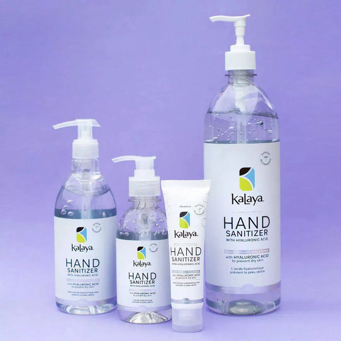 Kalaya Hand Sanitizer with Hyaluronic Acid Family Collection Sizes 1L 400ml 250ml 60ml